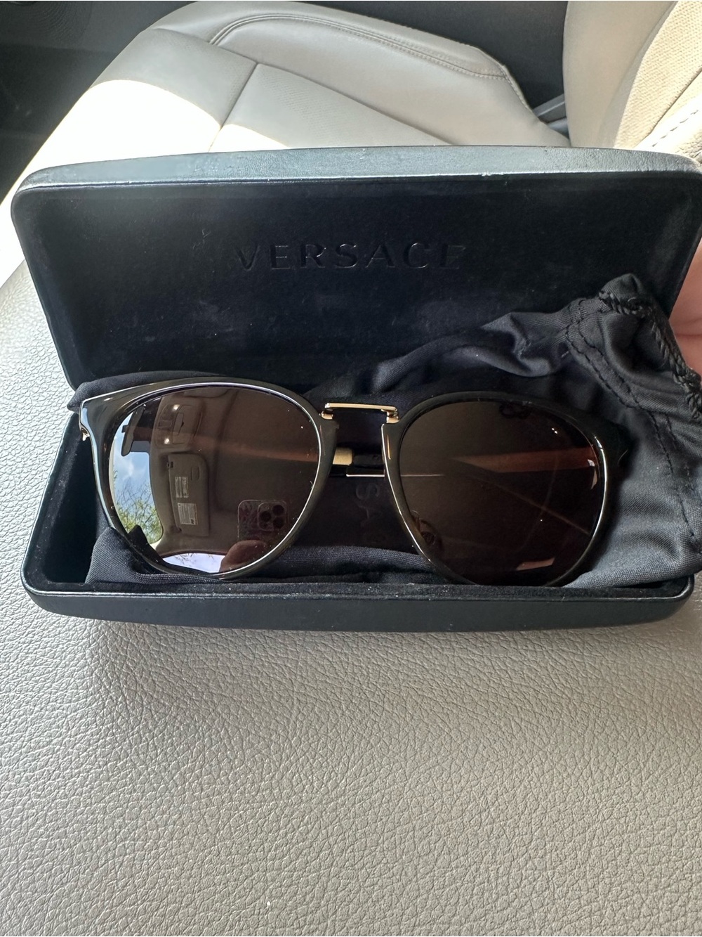 Versace Gold Metal Frame Sunglasses with Brown Lenses- Never Worn